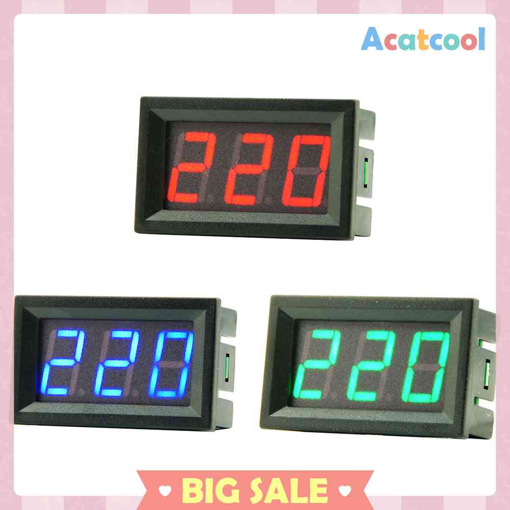 0.56 inch Voltmeter LED Display AC 50-500V 2 Kabel Untuk Mobil