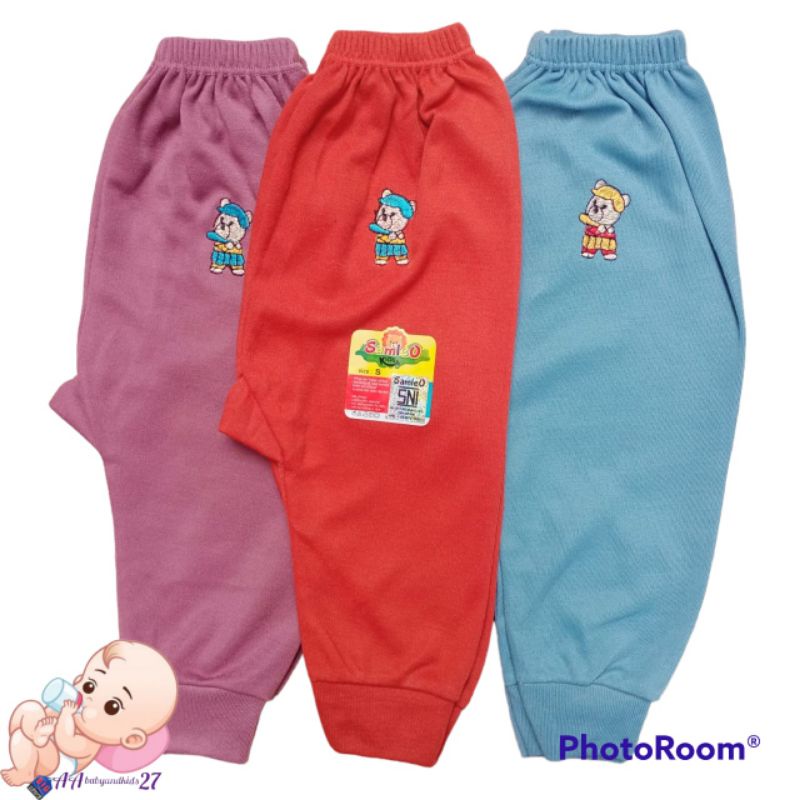 Samleo 3PC Celana Panjang Bayi Polos Bordir Dengan Tempat Pampers Ukuran S M L XL SNI Murah Nyaman Berkualitas