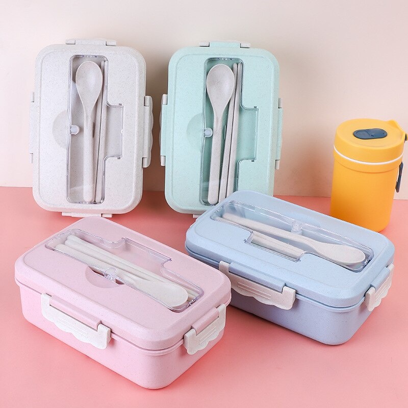 Kotak Bekal 2SSN  Tempat Makan Jerami Lunch Box Set Gandum Wheat Tempat Bento Portable