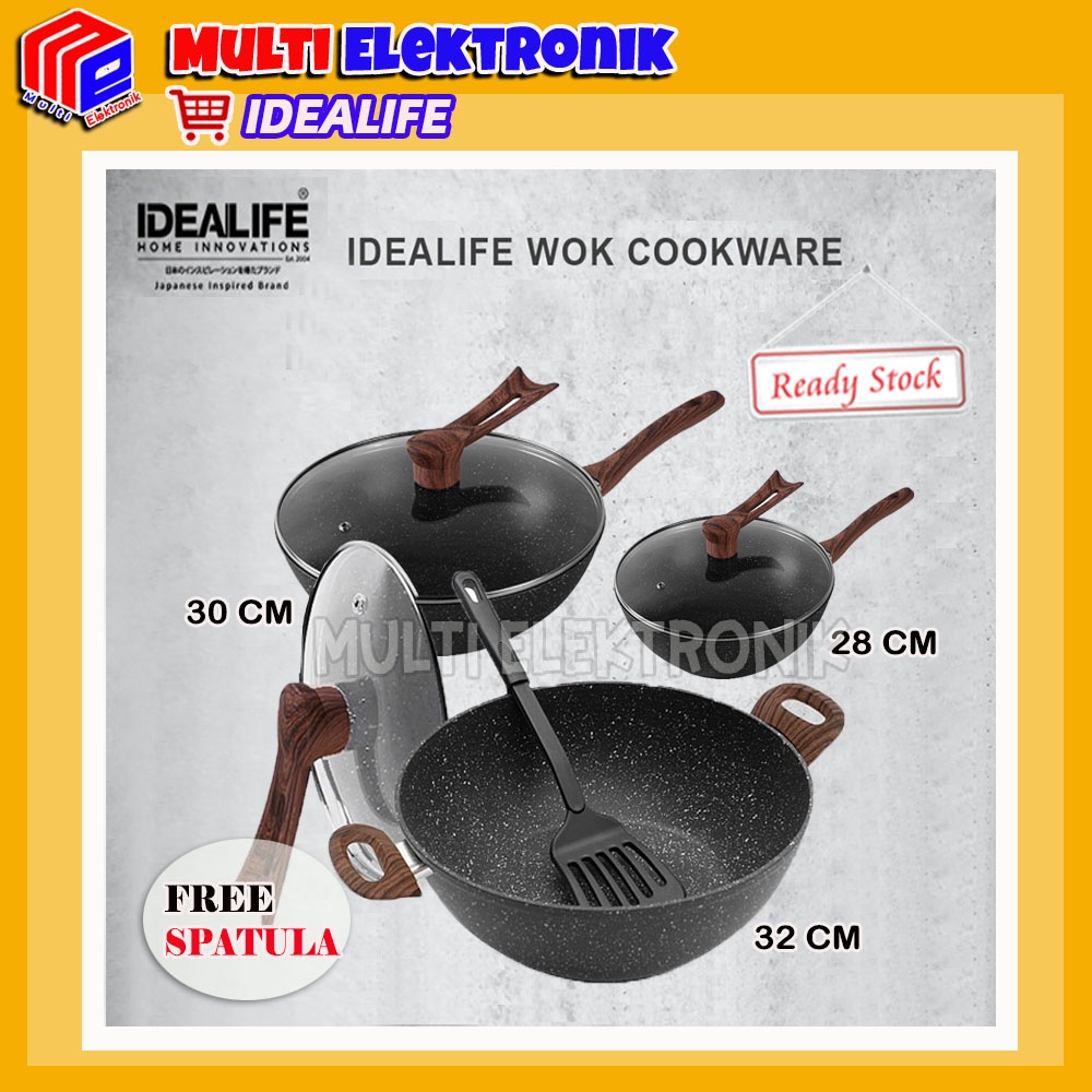 IDEALIFE Wok Pan - Wajan Penggorengan Anti Lengket