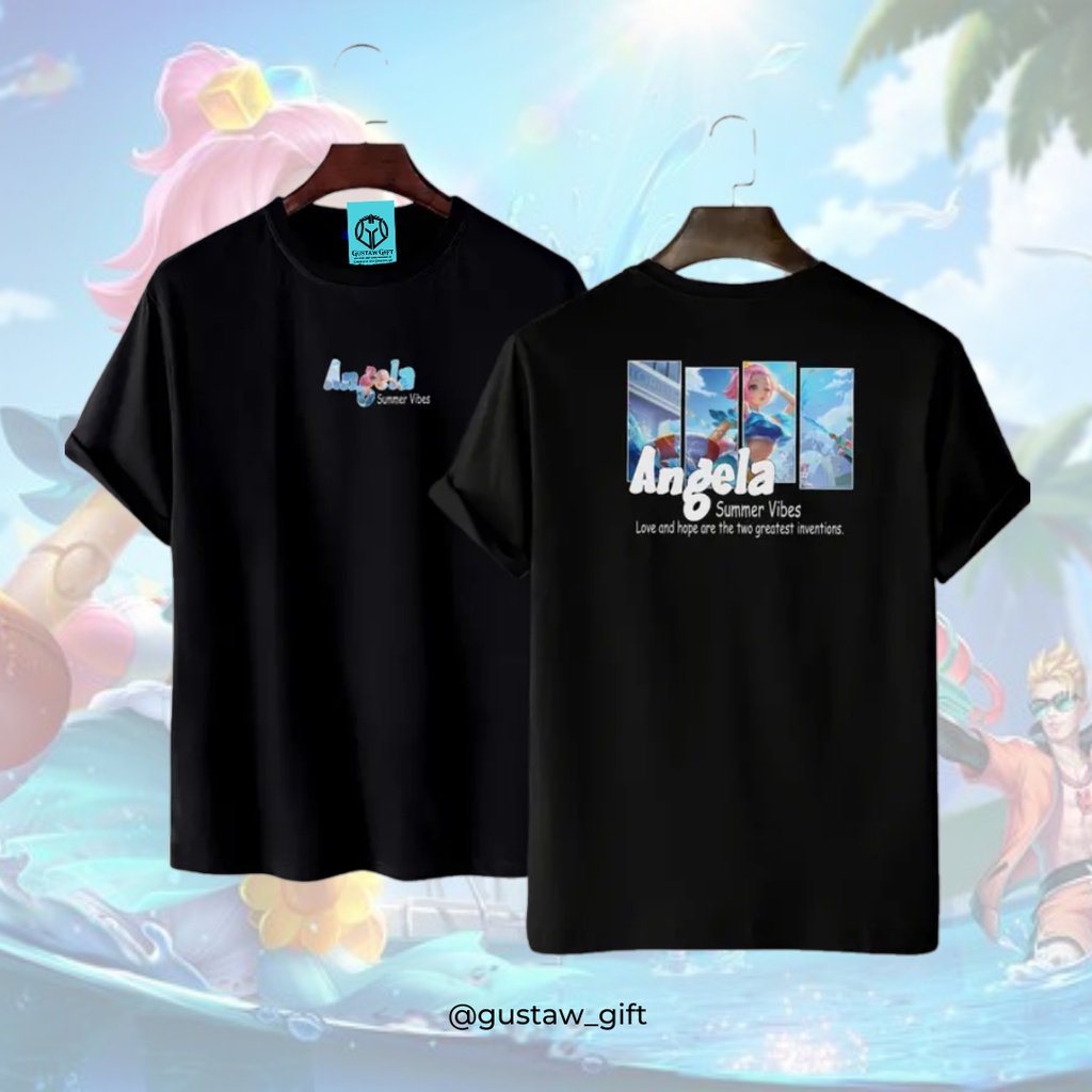 GG T-Shirt ANGELA skin Summer Vibes Mobile Legends Kaos Custom Katun Slim-fitting