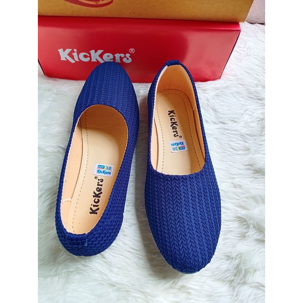 Sepatu Kickers Flatshoes Wanita Bahan Rajut Impor