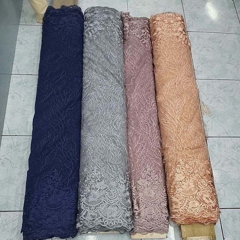 kain tile mutiara gliter motif akar. warna2 ada pd foto