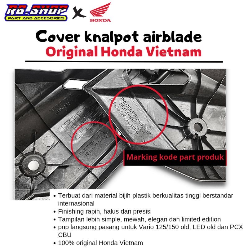 COVER TUTUP TAMENG KNALPOT AIRBLADE ORIGINAL HONDA VARIO 125 150 160 ABS CBS PCX