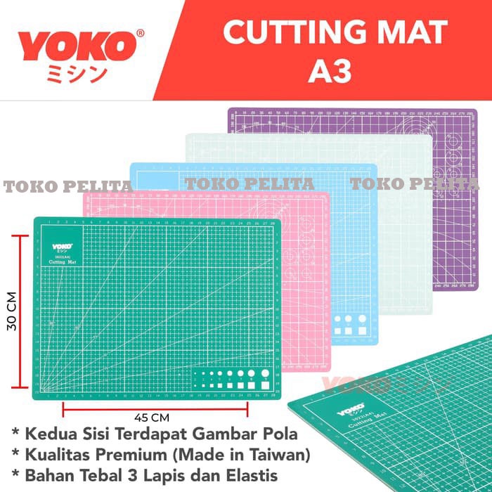 Cutting Mat YOKO Ukuran A3 45x30cm Double Side / Dua Sisi