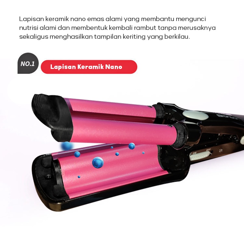 DADAWARD Bronson Catok Professional Wave Envy Styler/ Catokan Mermaid Wave Catokan Keriting Gelombang Korea , Curly/ Professional Three Barrel Curling Iron