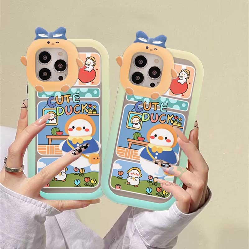 Case Desain Kartun Bebek Monster Untuk IPhone 14 Pro Max 13 Pro Max 11 12 Xr XS 6 6S 7 8 Plus