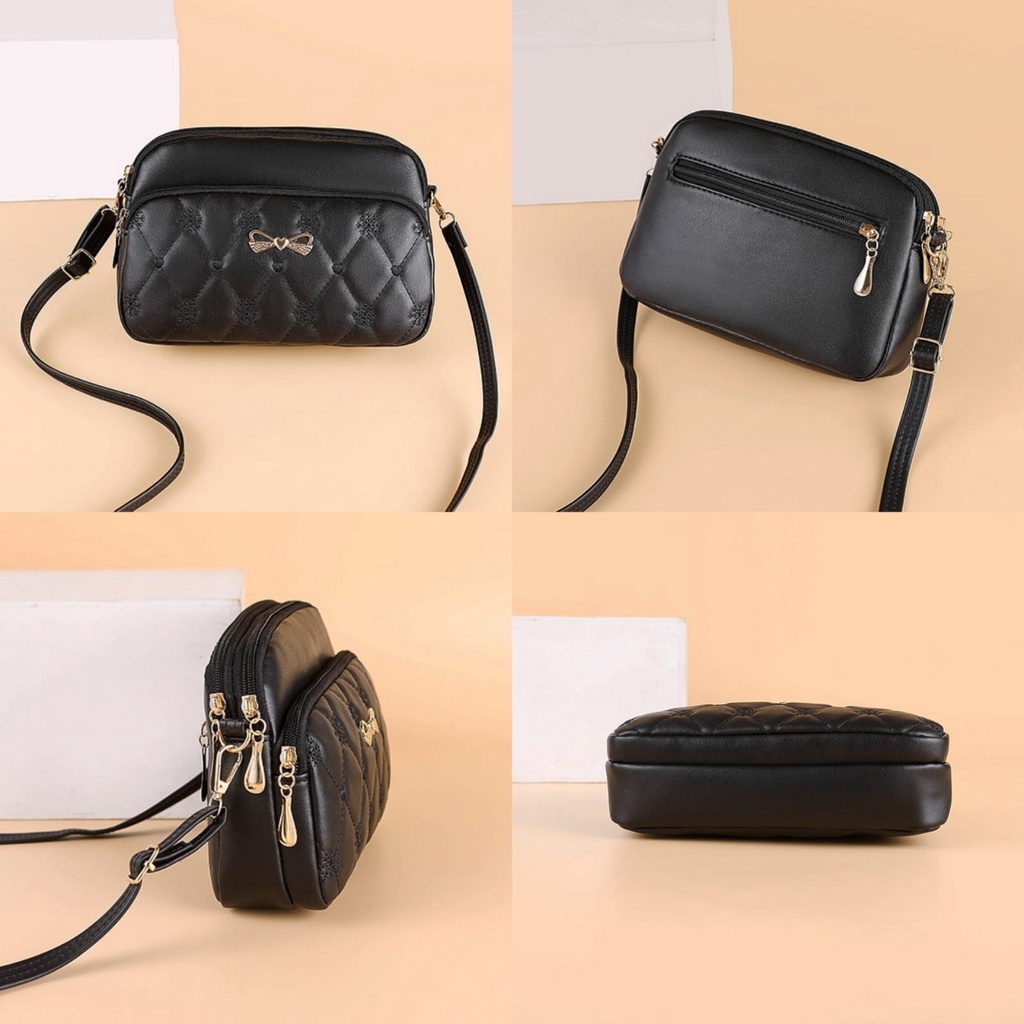 TAS SELEMPANG WANITA KOREA KULIT HITAM JONVA TA687B5 IMPORT SLING BAG KECIL REMAJA KEKINIAN BRANDED FASHION PREMIUM MURAH CEWEK CASUAL SIMPLE BATAM