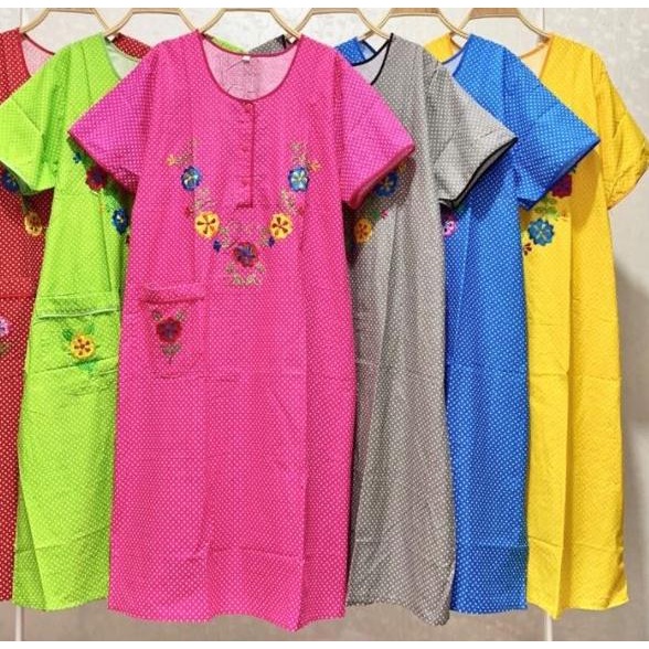 NEW Daster bordir katun jepang lokal busui bumil friendly - XL