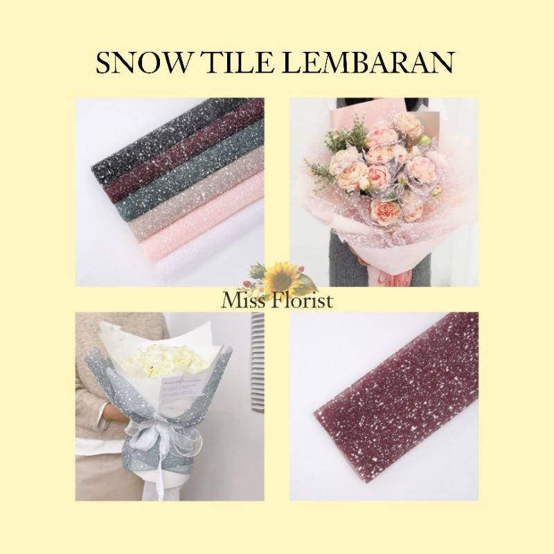 [5 LEMBAR / 5PCS] 026.FLOWER WRAPPING SNOW TILE LEMBARAN KAIN TILE SALJU ECER PER LEMBAR PEMBUNGKUS 