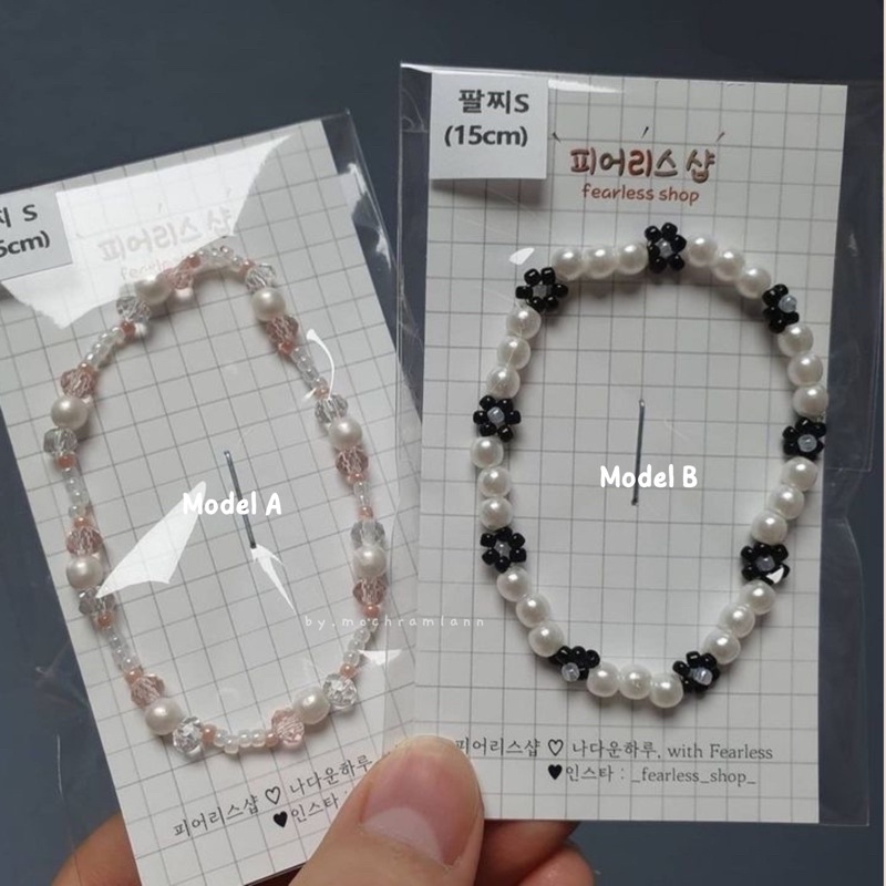gelang manik mutiara - black daisy | aksesoris handmade by mr | gelang korea