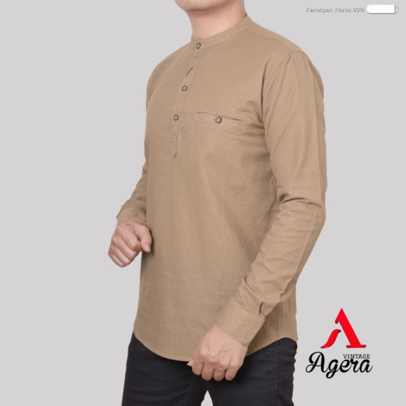 BAJU KEMEJA KOKO KEMKO PRIA LENGAN PANJANG KANCING 1/2 SOFT COTTON ALL NEW COLOR ORIGINAL TERBARU AGERA SAJUAK 2