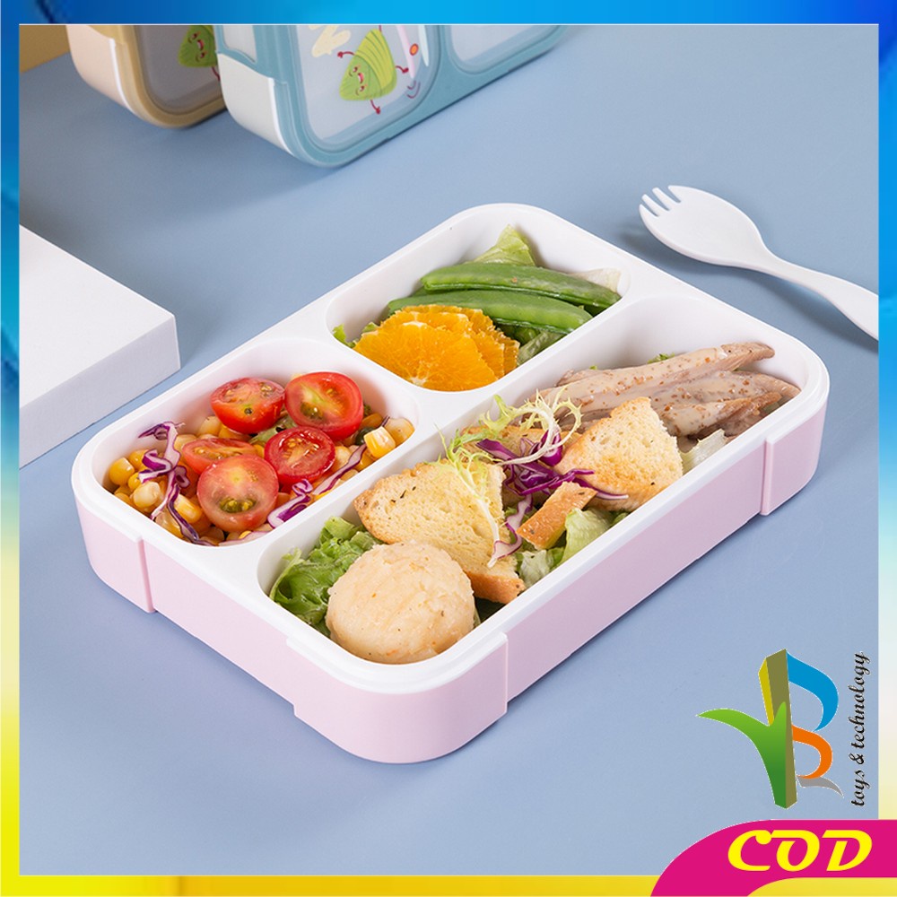 RB-C448 C449 Lunch Box Set Anak 3 Sekat BPA FREE Karakter Dengan Sendok Tempat Makan Anak Kotak Bekal Anak Motif Lucu