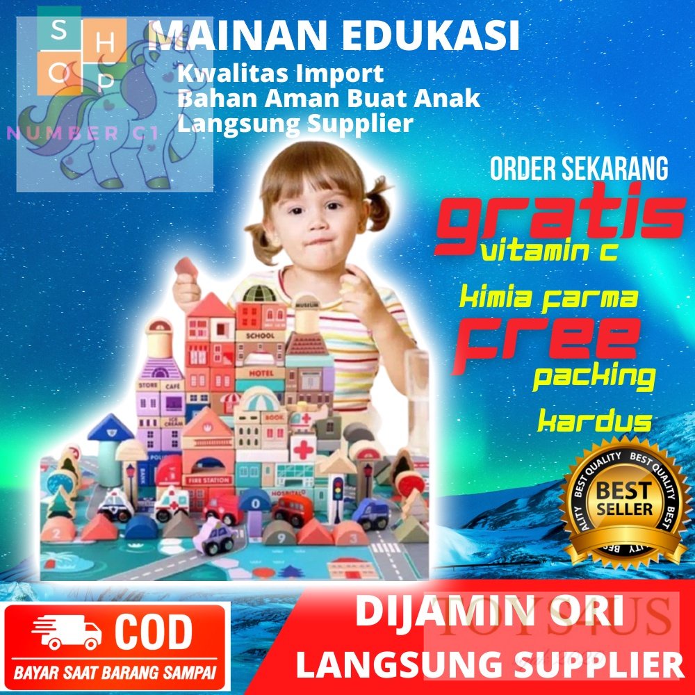 Toys4Us - Mainan Edukasi Anak Puzzle Balok Building Block Kayu Susun Kado Ulang Tahun Anak 116 Ice C