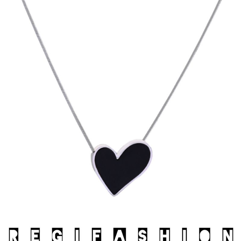 { Bayar Ditempat } Kalung Titanium Love Black Sweet Cool Necklace Kalung Wanita Korea Model Terbaru