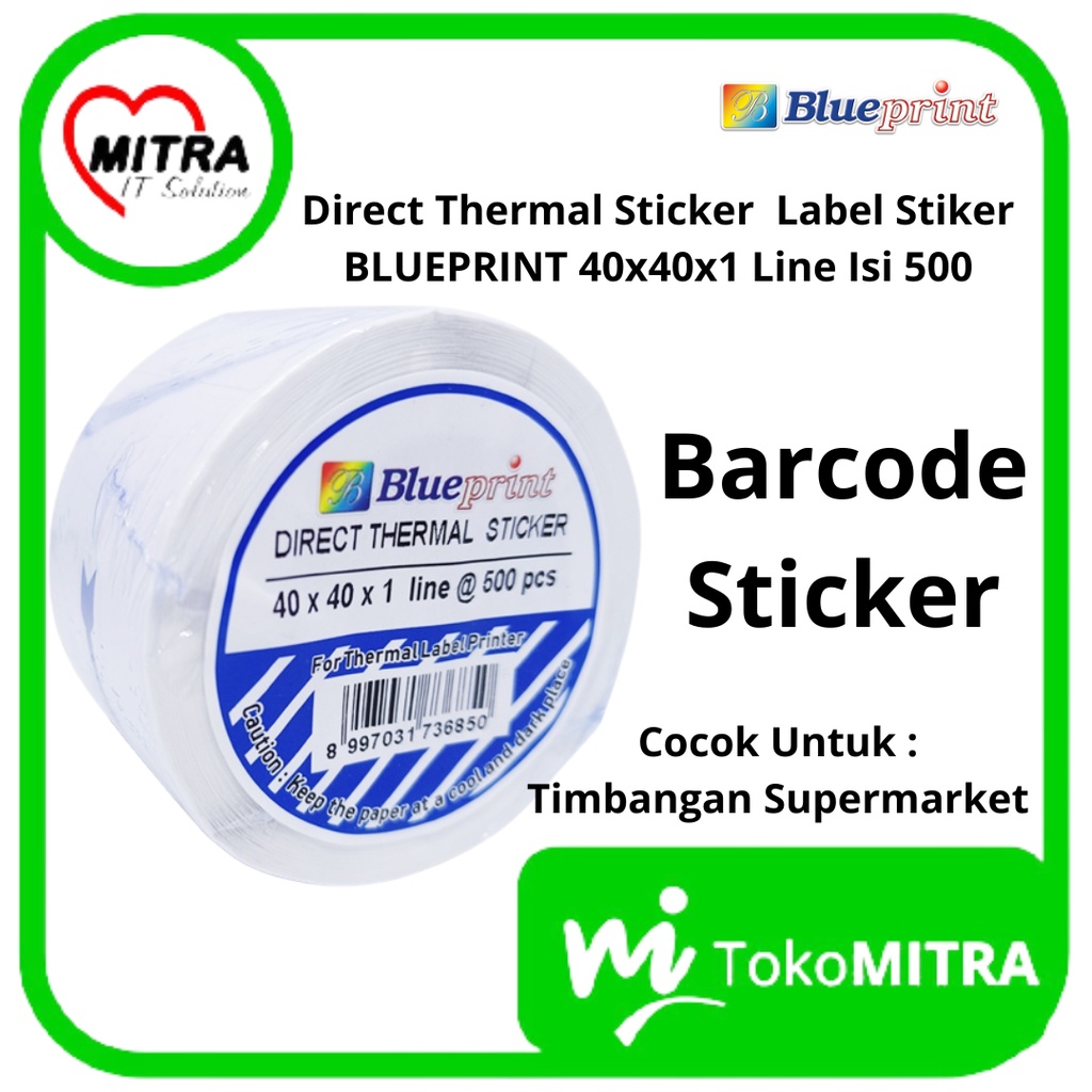 

DIRECT THERMAL STICKER / LABEL STIKER BLUEPRINT 40x40x1 Line ISI 500