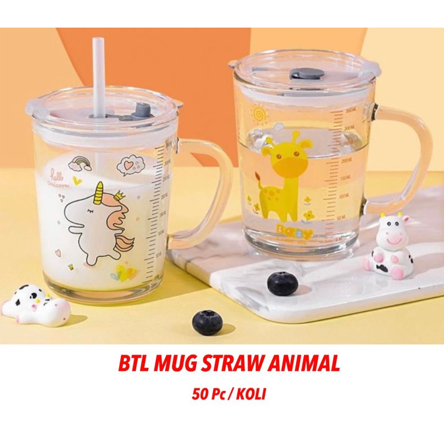 LT- MUG STRAW Gelas Beling Karakter Lucu / Tumbler Beling Karakter 320ml