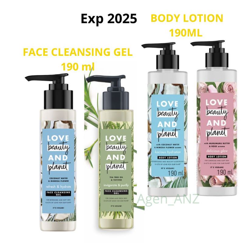 love beauty and Planet face cleansing gel body lotion botol 190ml