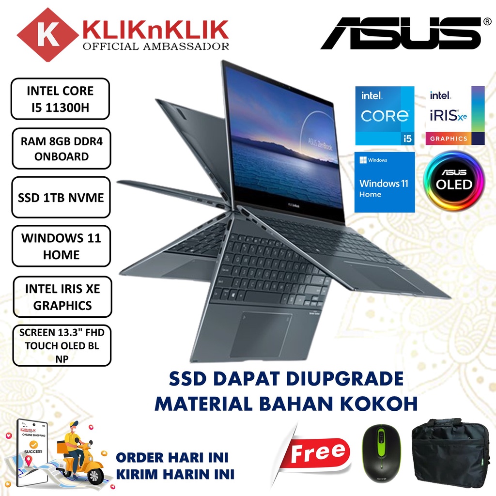 Laptop Asus Zenbook Flip UX363EA I5 1135G7 8GB 1TB Iris Xe 13.3 FHD Touch Oled Win 11 Home