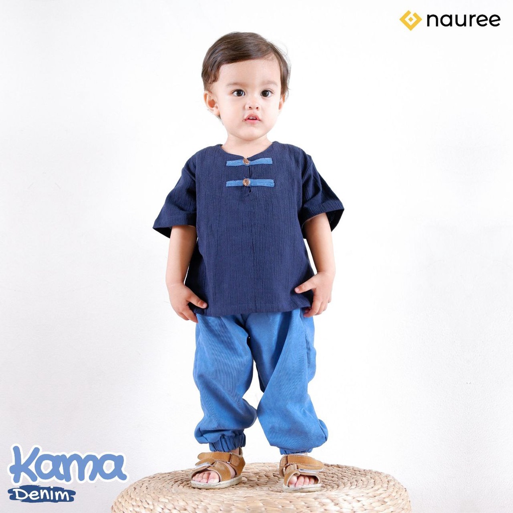 Nauree - Baju Setelan Anak Laki Laki Kama Untuk Usia 1 2 3 4 5 6 7 8 Tahun Warna Mustard Demin Polos Bahan Linen Crinkle &amp; Baby Coduroy Linen Crinkle Kualitas Premium Untuk Jalan Jalan Lembut Modern Lucu Trendy Murah Jahitan Rapih  &quot;