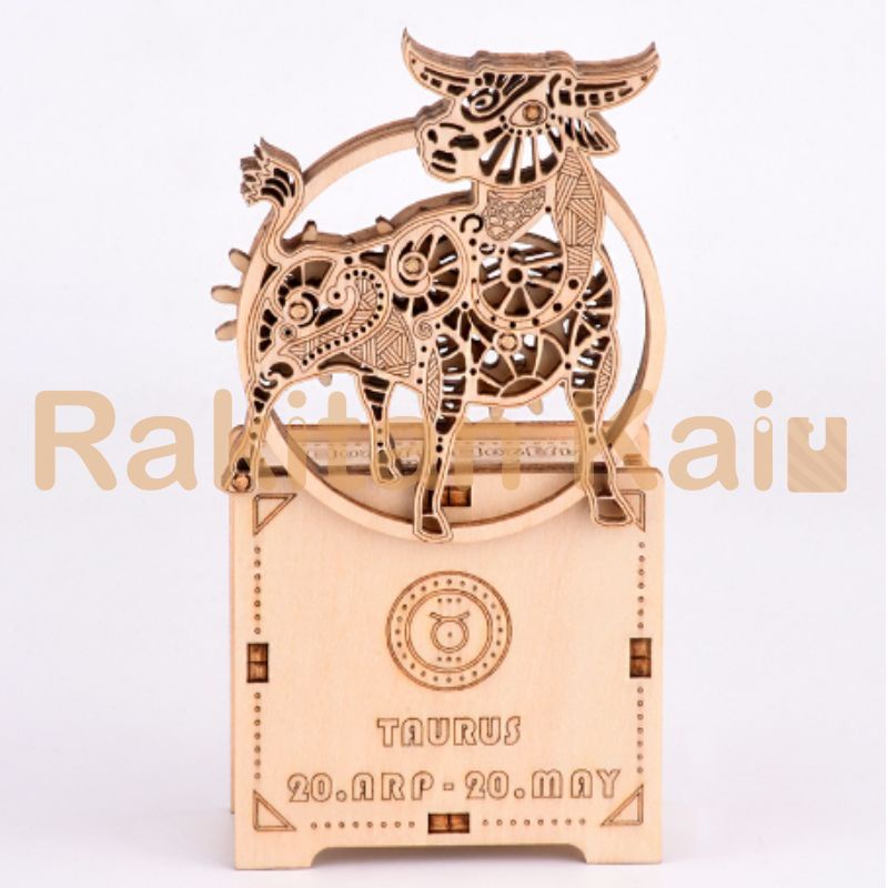 Puzzle 3D Music Box Zodiac Aries Taurus Cancer Gemini DIY Impor Bahan PREMIUM