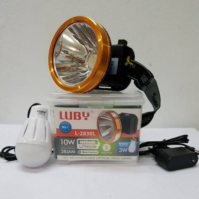 Senter Kepala Head Lamp10W Luby L-2830L / L2830 Cahaya Putih
