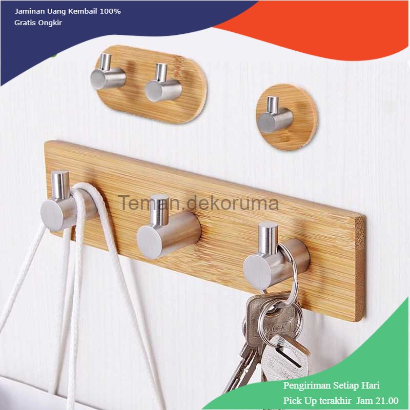 TD - PR KHGDNOR Rak Gantungan Hook Wall Hanger Organizer Adhesive 3 Hook - S013