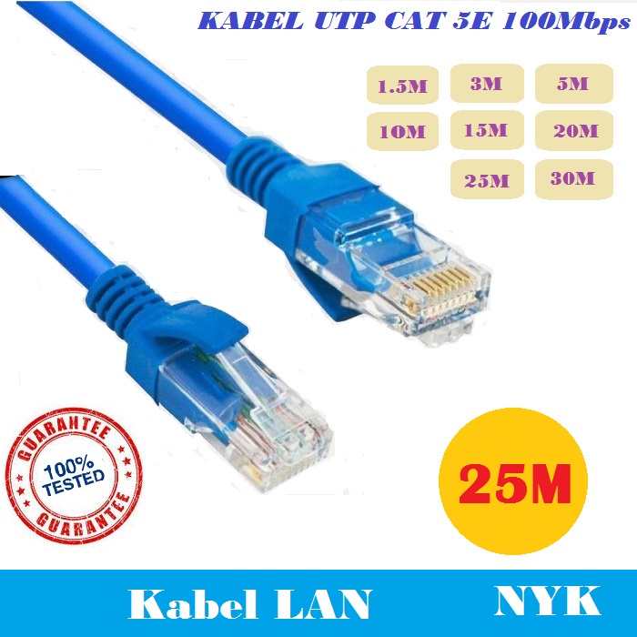 Kabel Lan NYK 25M Cat5e Internet Cable Ethernet 25 Meter