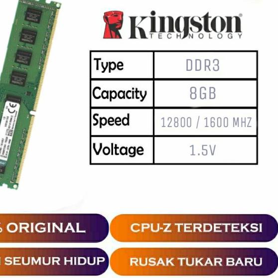 KINGSTON LONGDIMM 8GB DDR3 1600MHZ - KVR16N11/8