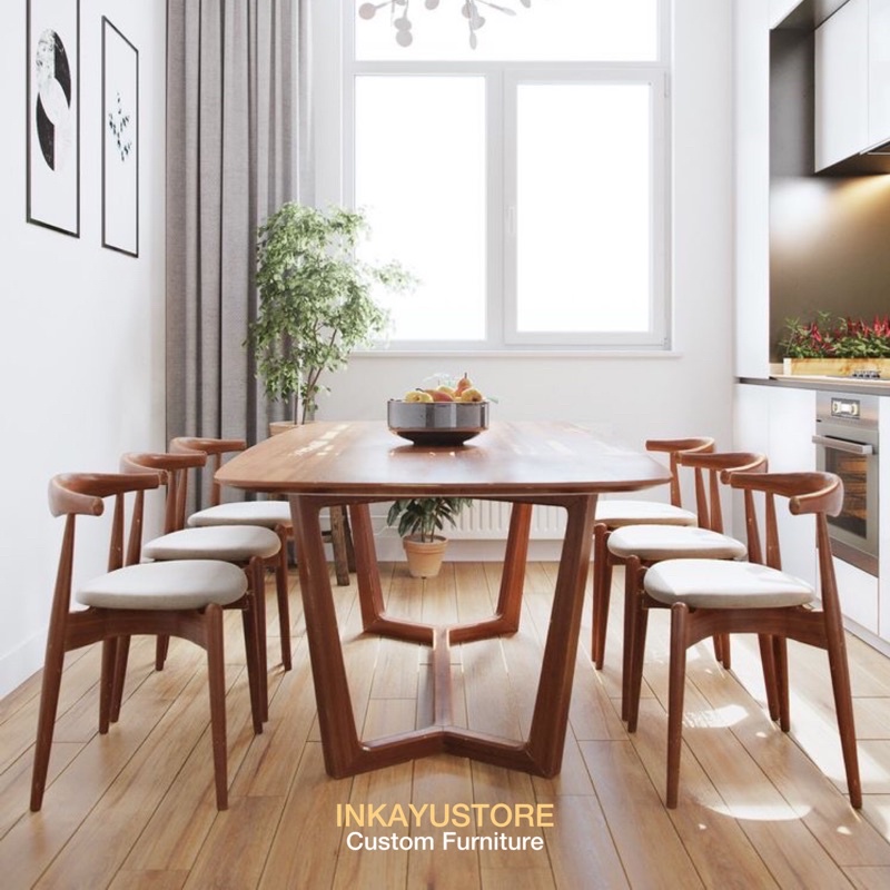 MEJA MAKAN KAYU JATI SOLID TIPE JEPANG | MEJA MAKAN KAYU JATI MINIMALIS MEWAH