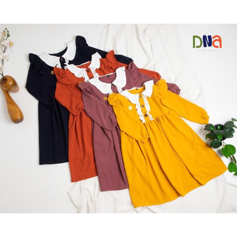 GHANIA DRESS anak perempuan crinkle midi dress usia 4-12 tahun
