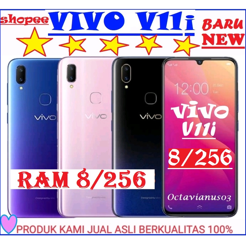 VIVO V11i ORI RAM 8/256GB BARU FULLSET GARANSI 1TAHUN. LAYAR 6,3inch SUPER AMOLED FINGEPRINT