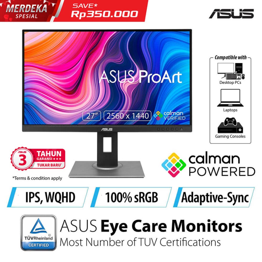 ASUS ProArt Display PA278QV Professional Monitor 27", IPS, 100% sRGB