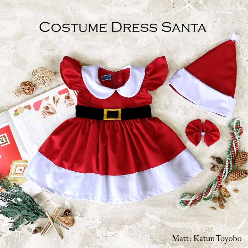 Costume  Dress Santa/Dress Natal/Baju Natal Anak perempuan