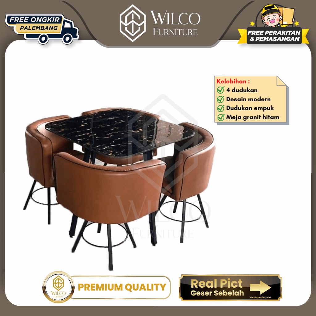 Coffee Table Meja Granit Hitam / Meja Kursi Kafe Coklat Meja Marmer