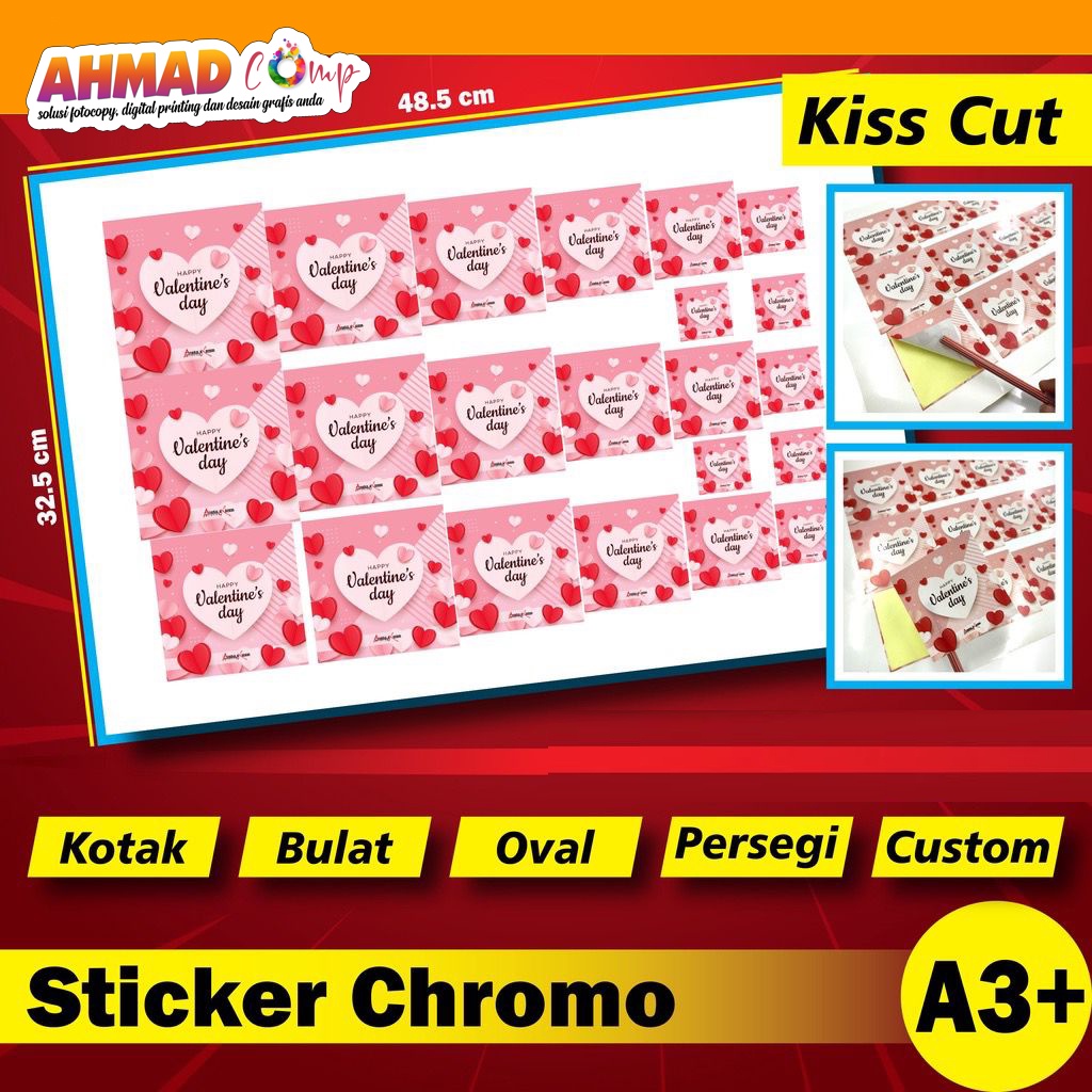 

Print Stiker | Cetak Sticker Cromo / Kromo A3+ | Stiker Label Kemasan | Print + Kiss Cut