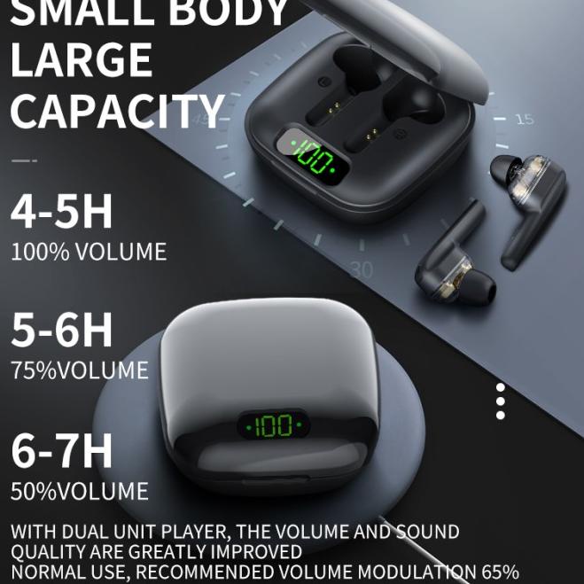 L50 TWS Headset Bluetooth Super Full Bass Noise Cancelling Earbuds - Hitam