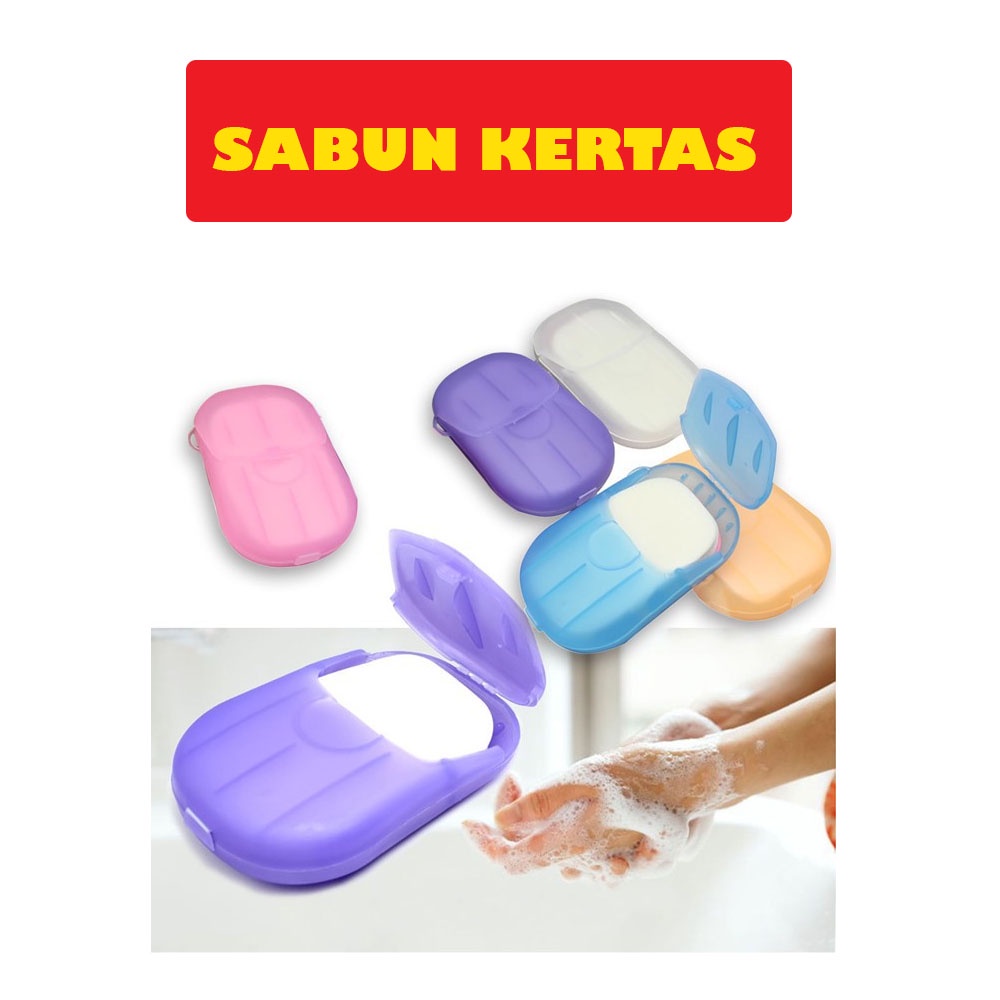 Sabun Travel 1 KOTAK Isi 20 Pcs Sabun Kertas Sabun Cuci Tangan Traveling Papper Soap Travel Soap Paper Sabun Portabel Sabun Tipis- Warna Acak