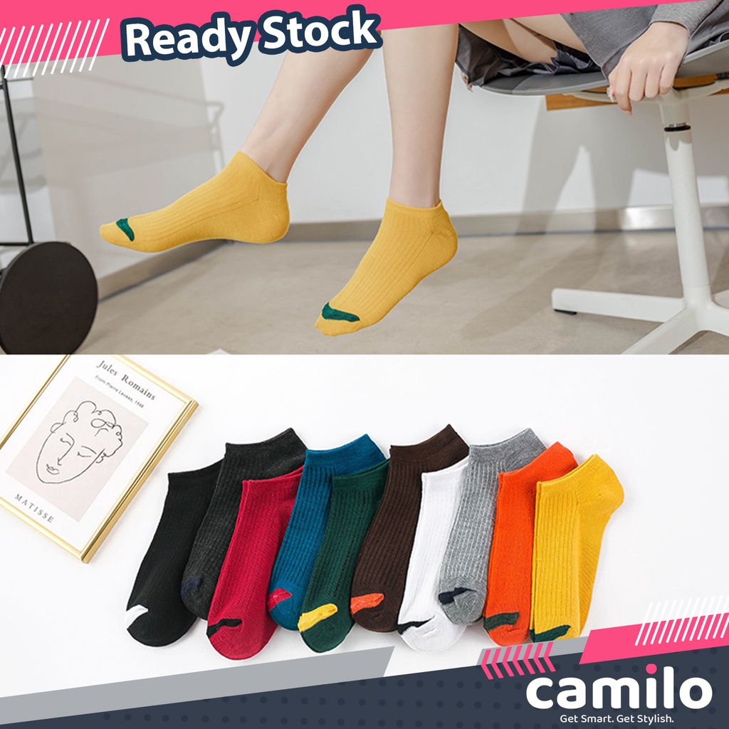 ☀CAMILO☀ KK12 Kaos kaki Motif Petak Kaoskaki Pendek Semata Kaki Unisex Pria Wanita Import