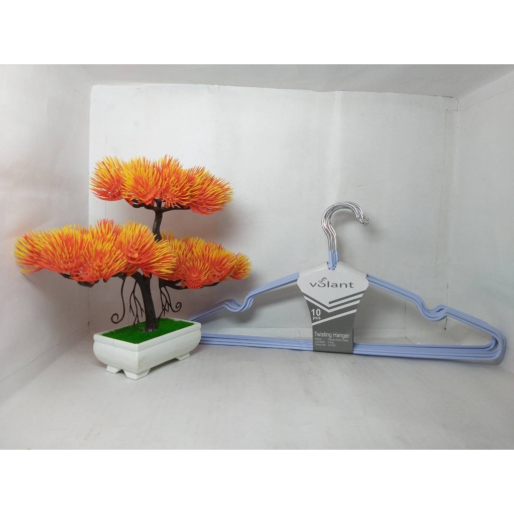 Hanger Dewasa Volant | Gantungan Baju | Hanger Baja Isi 10 Pcs Gantungan Baju Warna Pastel | Hanger Kawat Tebal Kuat