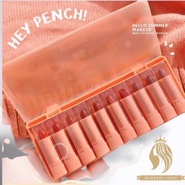(New) 1 BOX ISI 10 MATTE LIPSTICK Tanako Hey Peach Lipstick / Termurah Tanako Hey Pench Lipstick Set