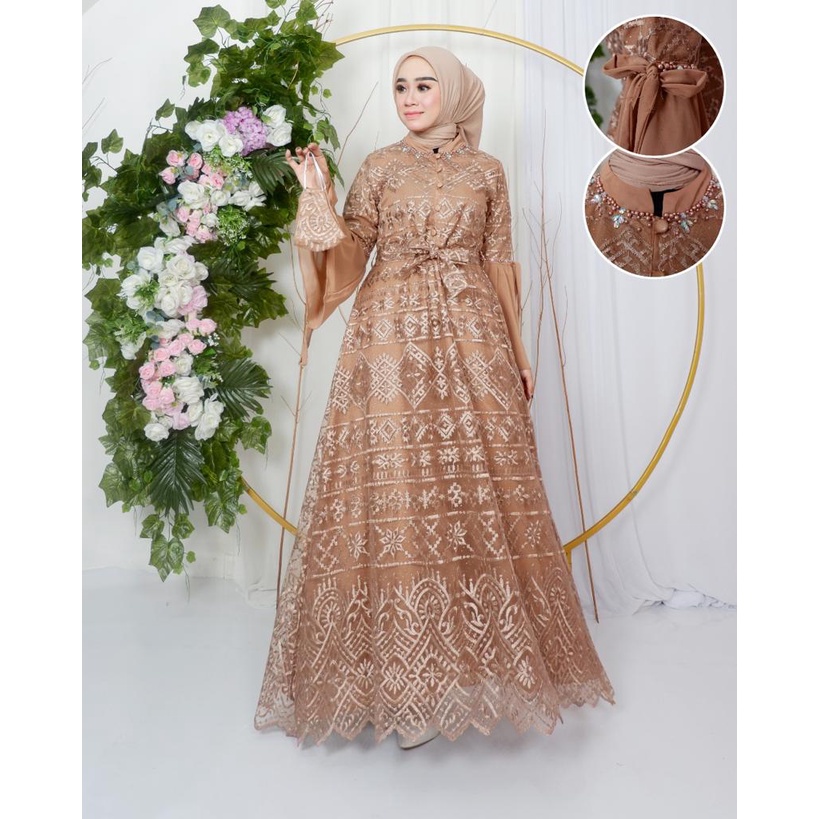 Permata Olshop / Gamis Kebaya Shanum / Kebaya Dress Modern / Gamis Kondangan / Gamis Brukat / Gamis Pesta Mewah / Gamis Kebaya Busui / Gamis Kancing Depan