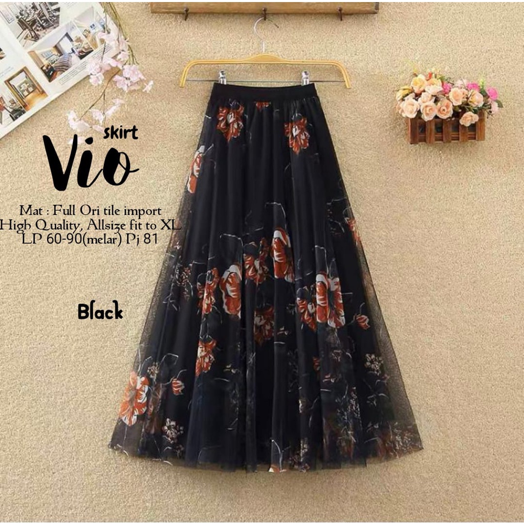 vio skirt rok tutu motif bunga