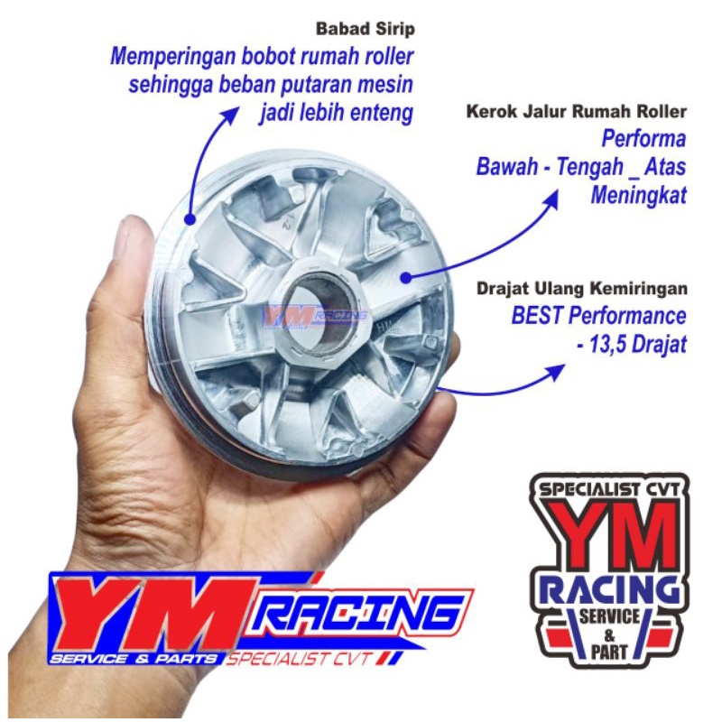 RUMAH ROLLER AEROX BUBUTAN 13,5 DERAJAT COWAAK JALUR ( YAMAHA ) B65 - BUBUTAN YM RACING