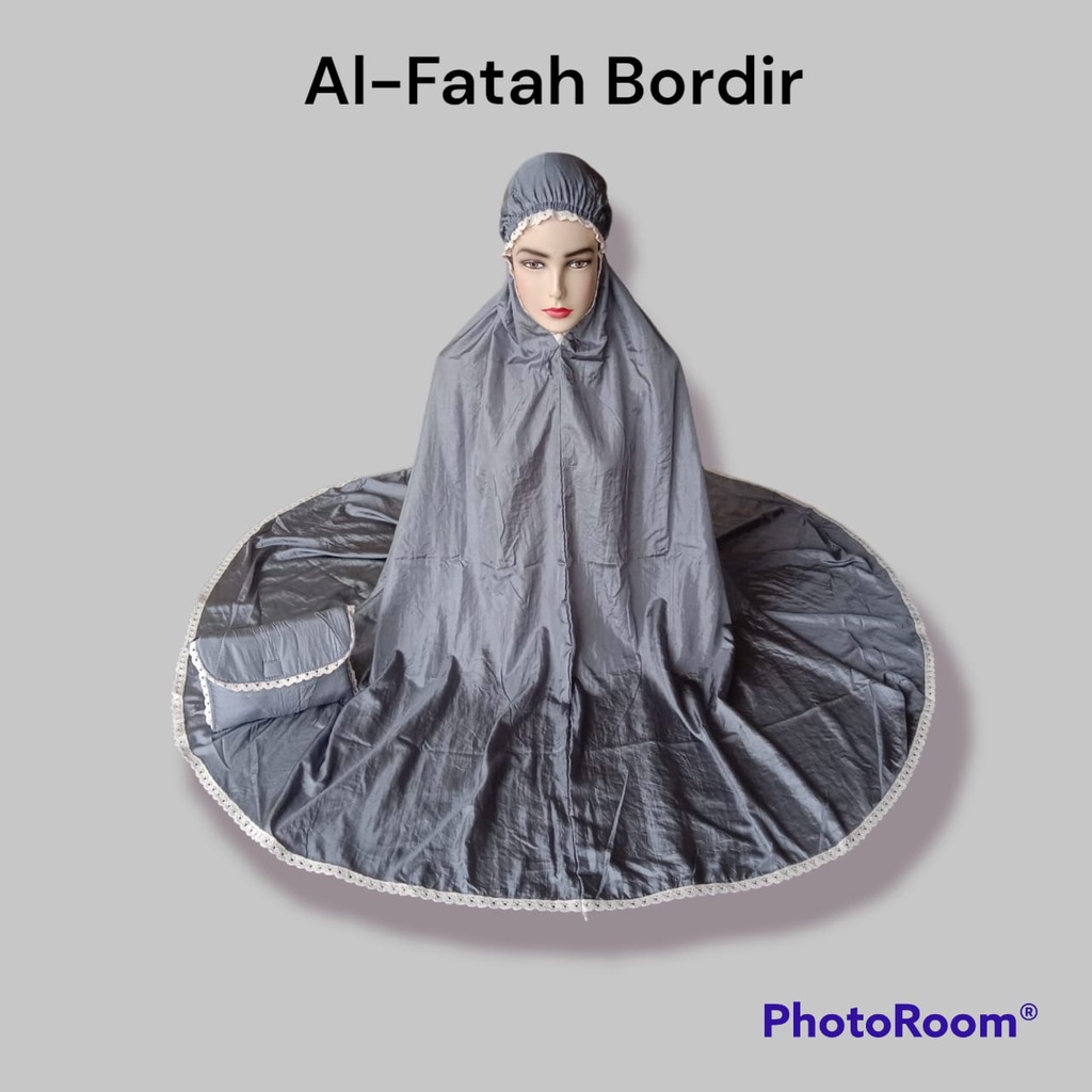 Mukena Parasut Dewasa Warna Abu Mukena Bordir Renda Rajut