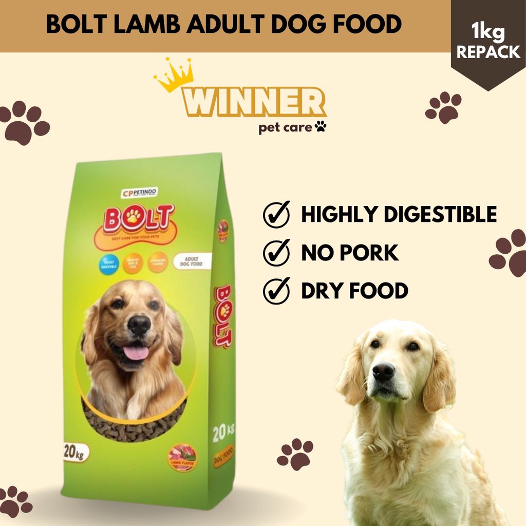 Bolt Lamb Adult Dog Food Repack 1kg