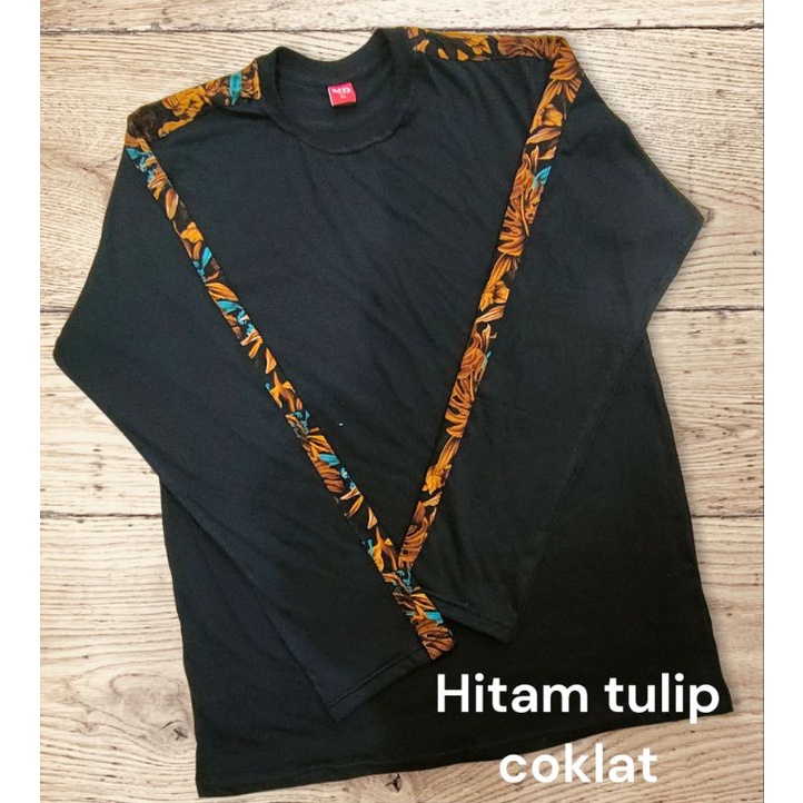 kaos kombinasi taping tulip lengan panjang