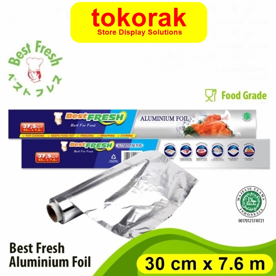 ALUMINIUM FOIL ROLL BEST FRESH   30 CM x 7.6 M WRAPP FOR FOOD