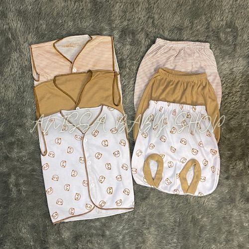 Paket 18 pcs Lengkap Hemat Kelahiran Baju Bayi Baru Lahir Premium Motif Printing Seri Moca