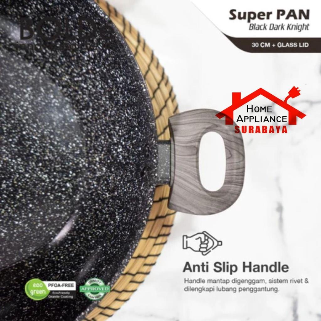 BOLDe Super Pan 2 Ear Granite Wok Pan 30CM Black Dark Knight - Wajan Kuping Granit 30 CM